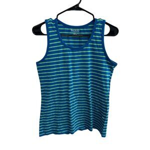 Susan Bristol Essentials Blue & Green Striped Tank Top Size Large Casual Summer